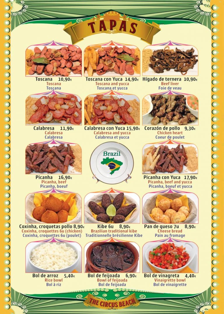 carta circus beach pag 6 tapas